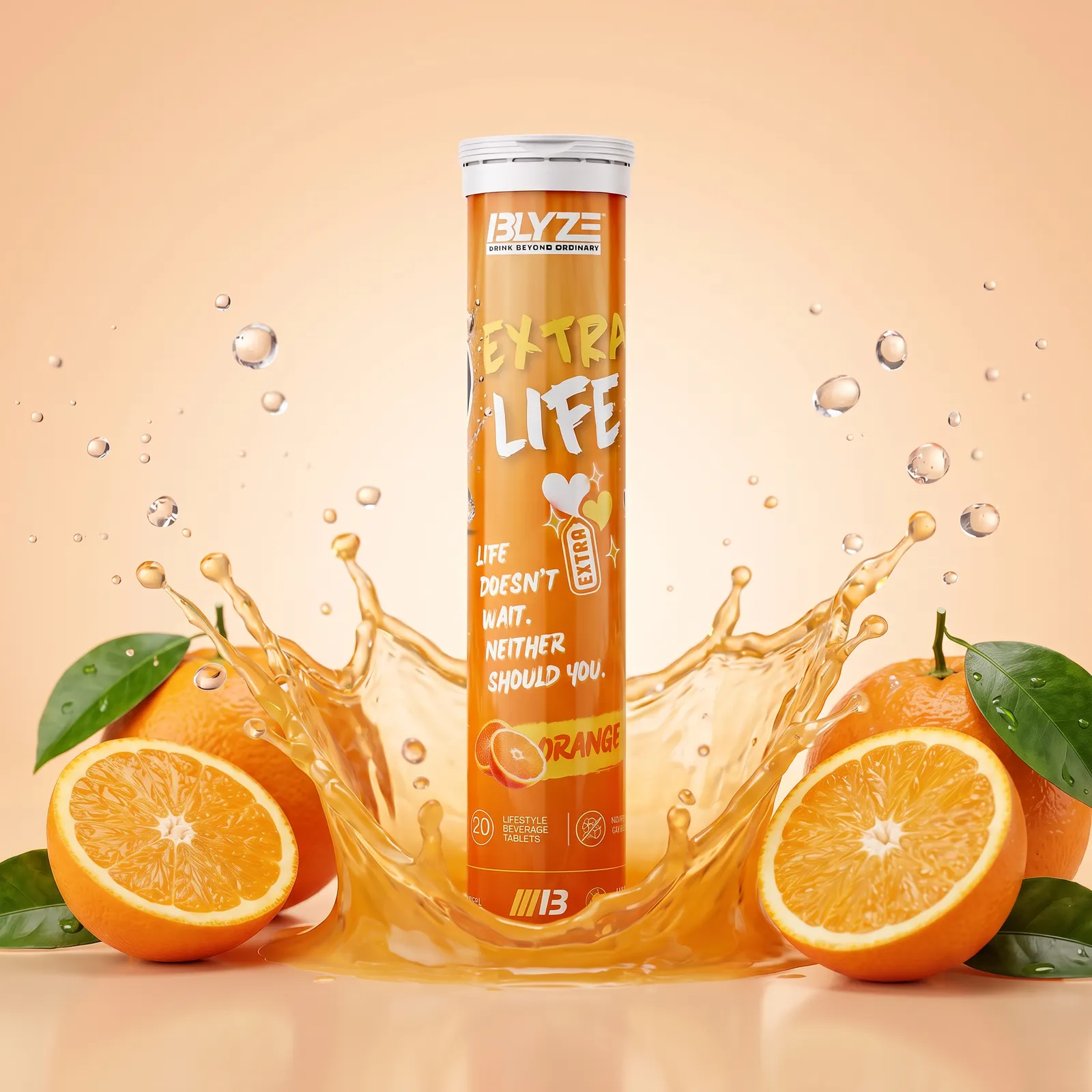 BLYZE Extra Life Orange bottle view 1